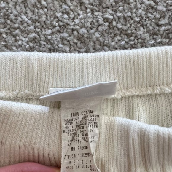 Moda Intl Vintage Cream Cotton Knee-length Ribbed Stretchy Skirt - Picture 4 of 7